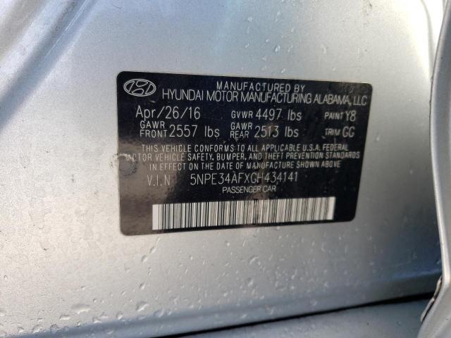 2016 Hyundai Sonata VIN 5NPE34AFXGH434141 Copart auction photo, front end / rear end damage thumbnail 13