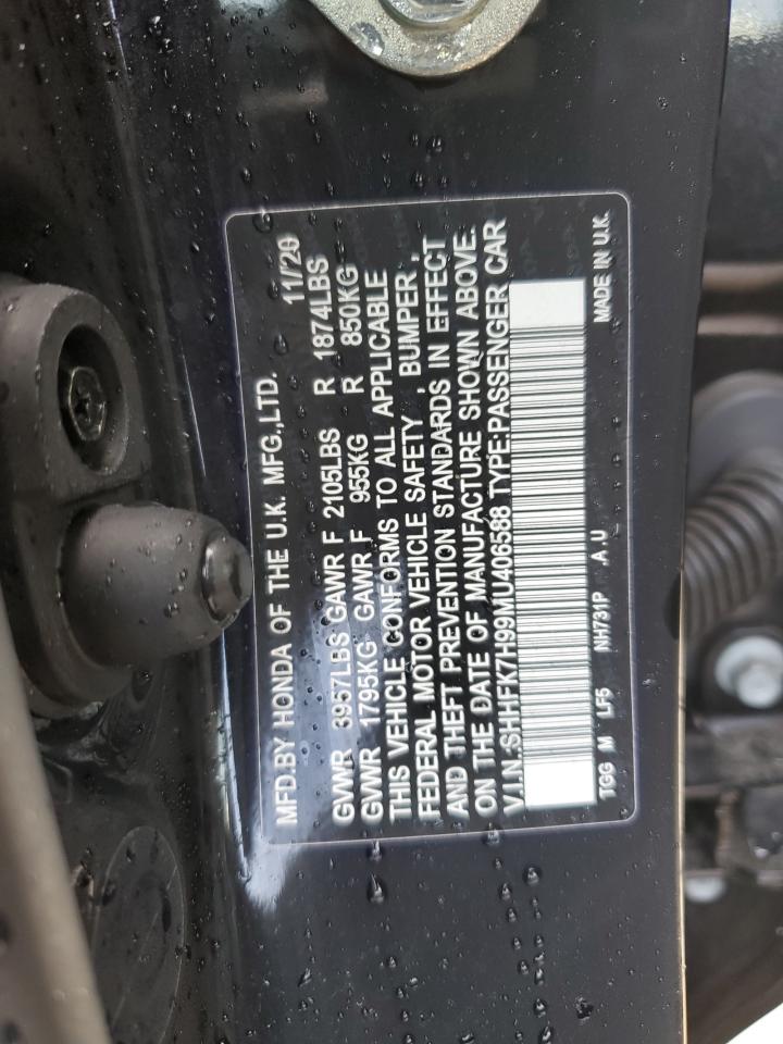 2021 Honda Civic VIN SHHFK7H99MU406588 Copart auction photo, front end damage thumbnail 14