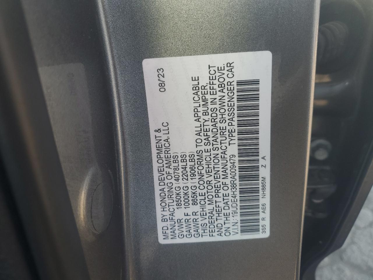 2024 Acura Integra VIN 19UDE4H38RA009479 Copart auction photo, rear end damage thumbnail 12