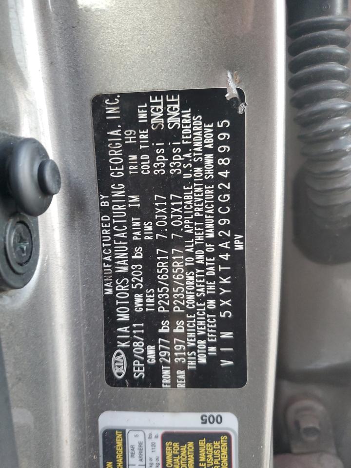 2012 KIA Sorento VIN 5XYKT4A29CG248995 Copart auction photo, all over damage thumbnail 15