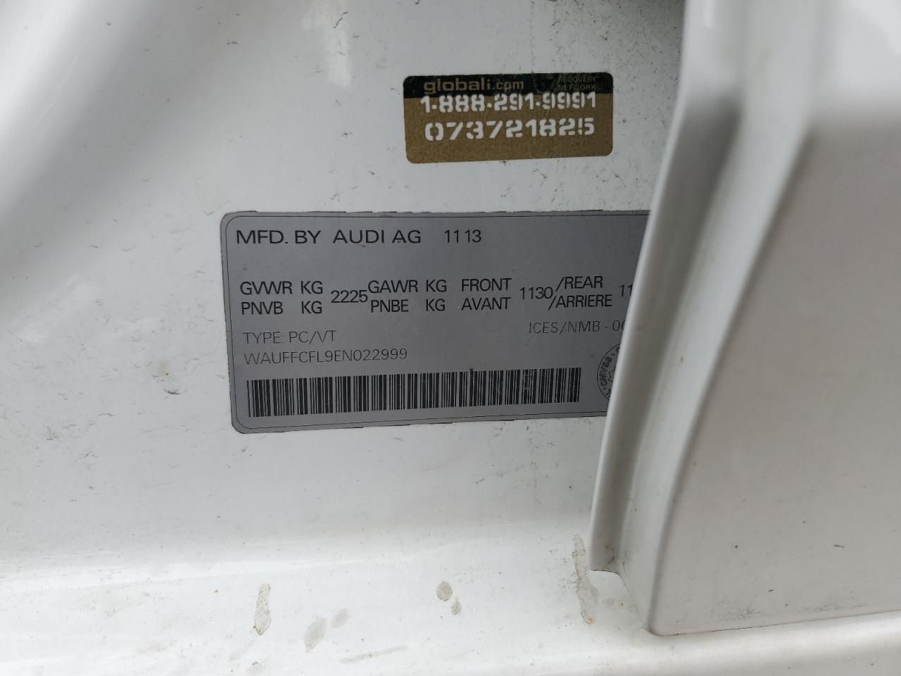 2014 Audi A4 VIN WAUFFCFL9EN022999 Copart auction photo, hail / minor dent/scratches damage thumbnail 12