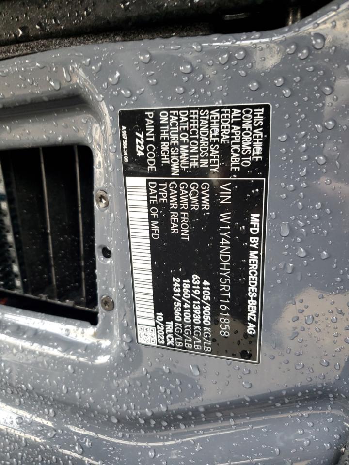 2024 Mercedes-Benz Sprinter VIN W1Y4NDHY5RT161858 Copart auction photo, front end damage thumbnail 13