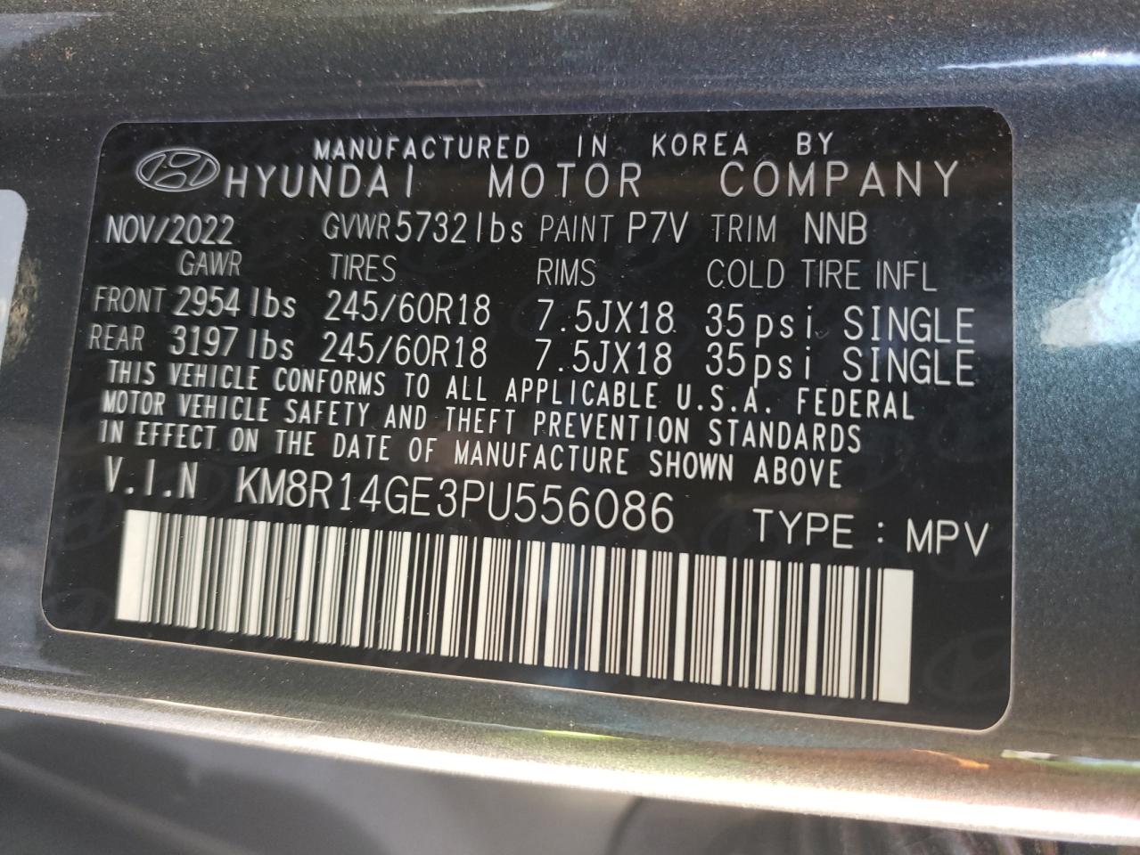 2023 Hyundai Palisade VIN KM8R14GE3PU556086 Copart auction photo, front end damage thumbnail 13