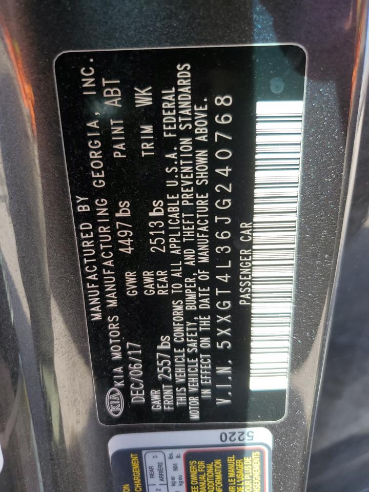 2018 KIA Optima VIN 5XXGT4L36JG240768 Copart auction photo, side / rear end damage thumbnail 13