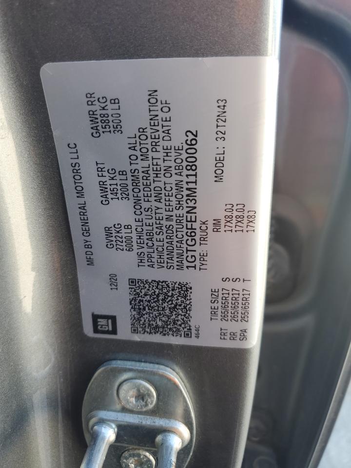 2021 GMC Canyon VIN 1GTG6FEN3M1180062 Copart auction photo, front end damage thumbnail 12