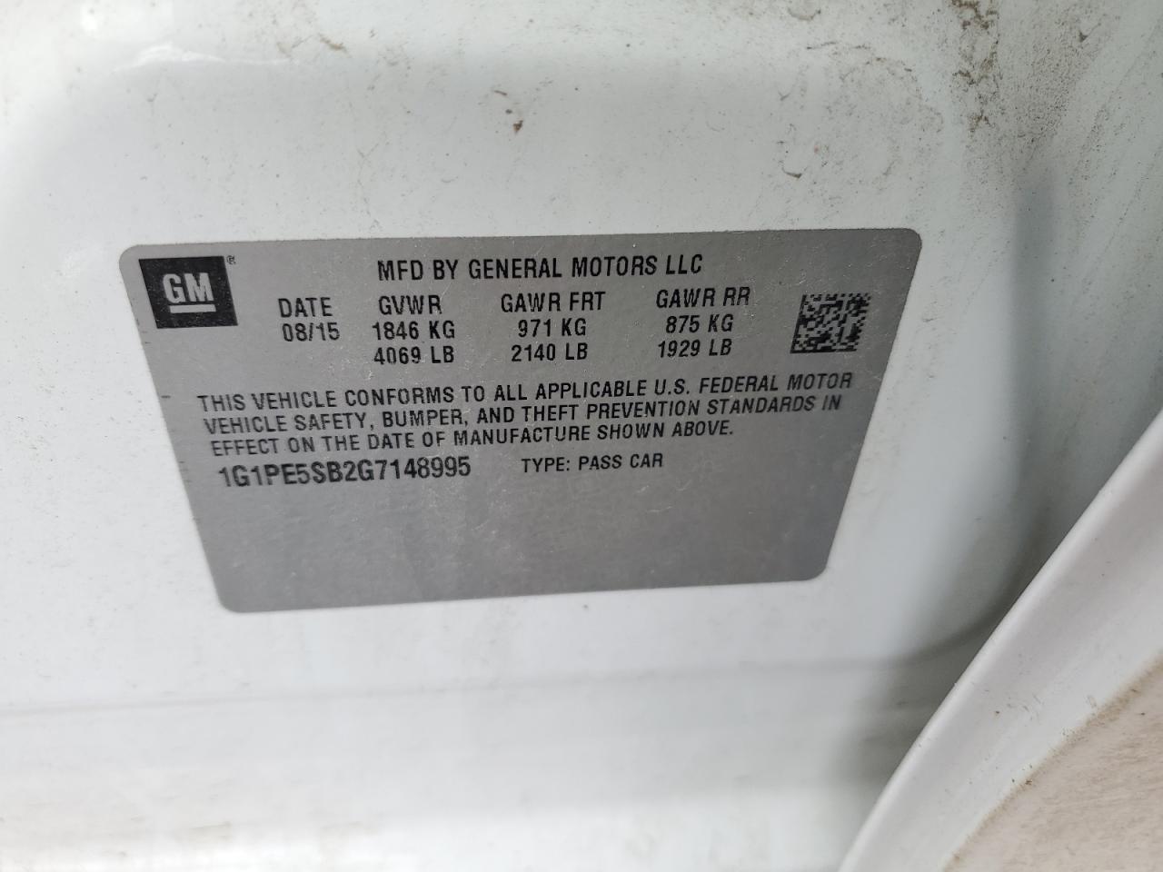 2016 Chevrolet Cruze VIN 1G1PE5SB2G7148995 Copart auction photo, front end damage thumbnail 13