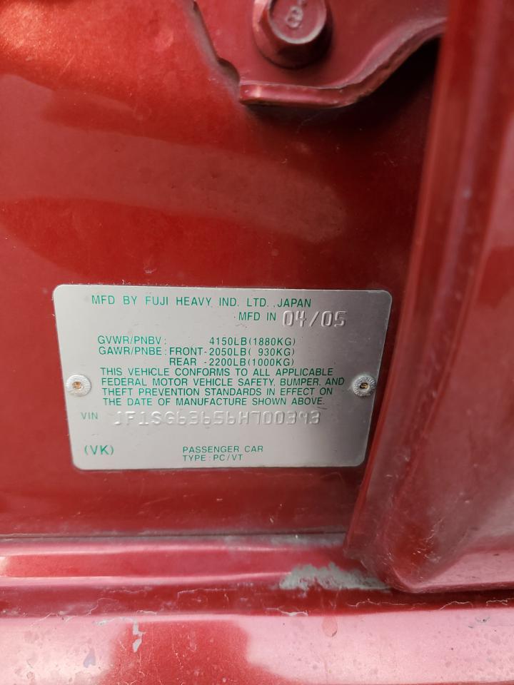 2006 Subaru Forester VIN JF1SG63656H700393 Copart auction photo, top/roof damage thumbnail 12