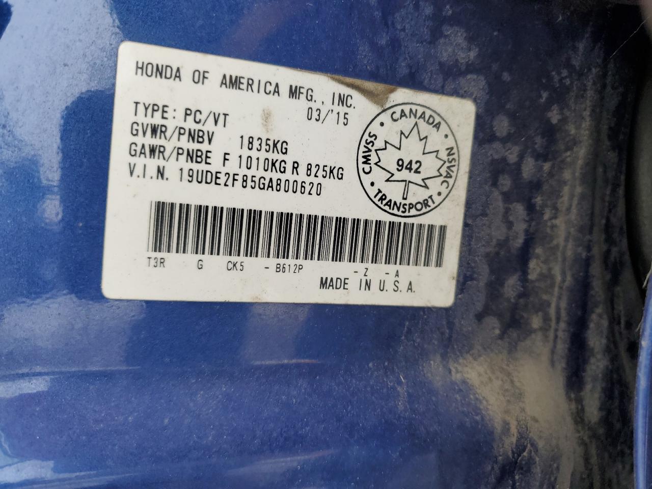 2016 Acura ILX VIN 19UDE2F85GA800620 Copart auction photo, rear end damage thumbnail 12