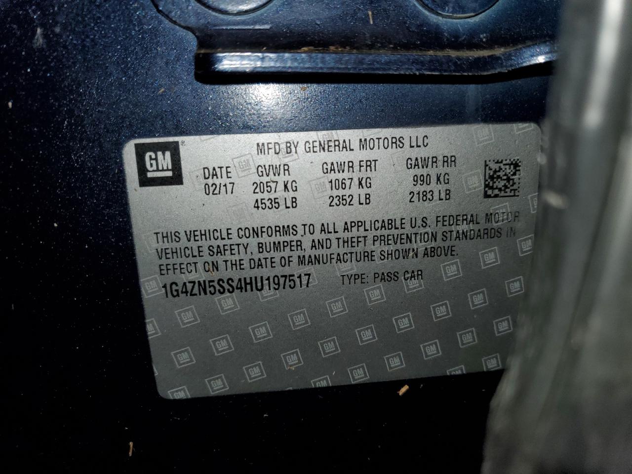 2017 Buick LaCrosse VIN 1G4ZN5SS4HU197517 Copart auction photo, front end damage thumbnail 14