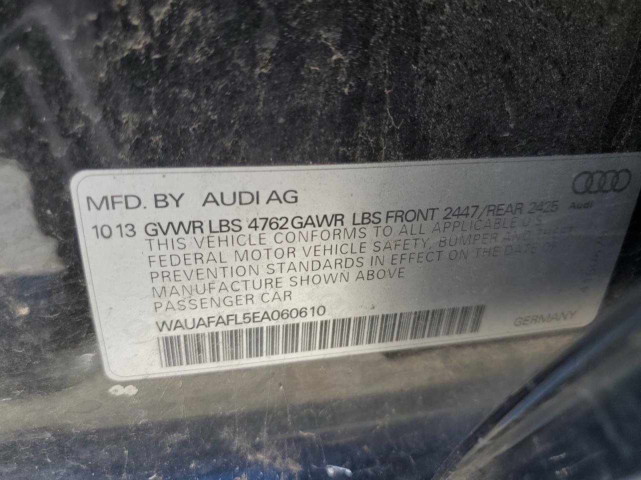2014 Audi A4 VIN WAUAFAFL5EA060610 Copart auction photo, normal wear damage thumbnail 12