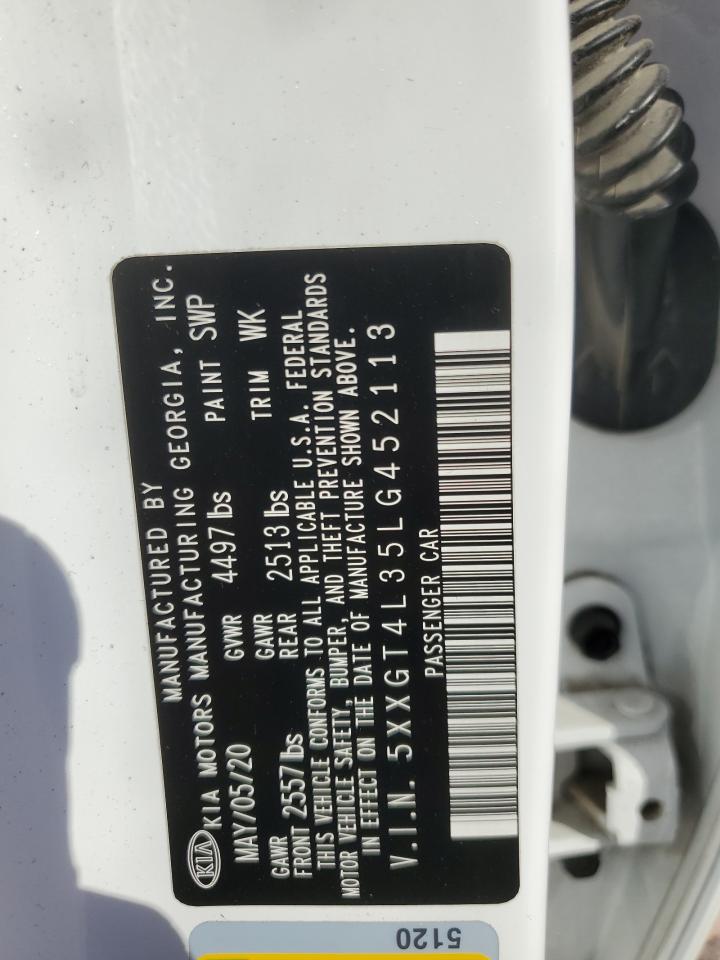 2020 KIA Optima VIN 5XXGT4L35LG452113 Copart auction photo, front end damage thumbnail 12