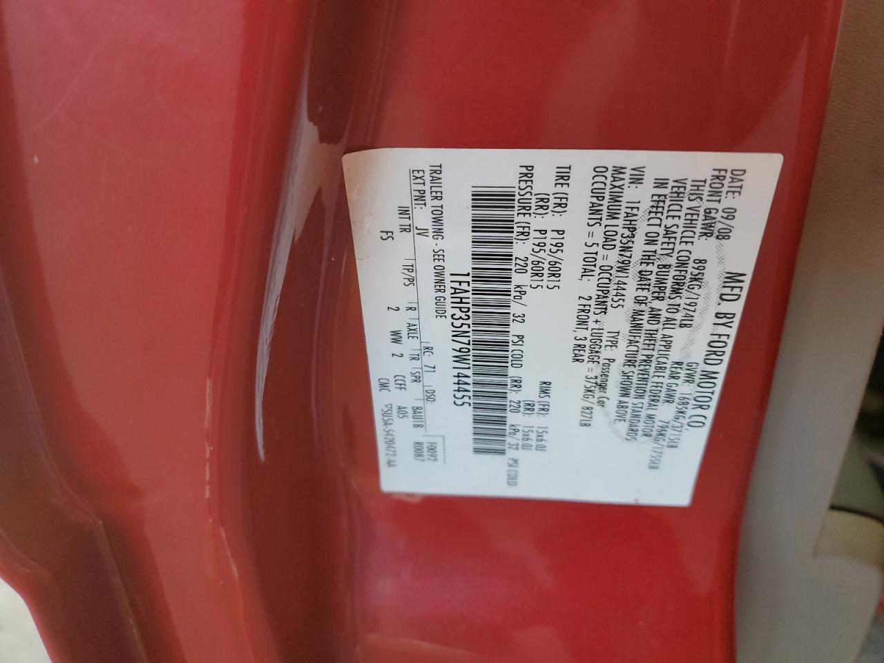 2009 Ford Focus VIN 1FAHP35N79W144455 Copart auction photo, front end / undercarriage damage thumbnail 13