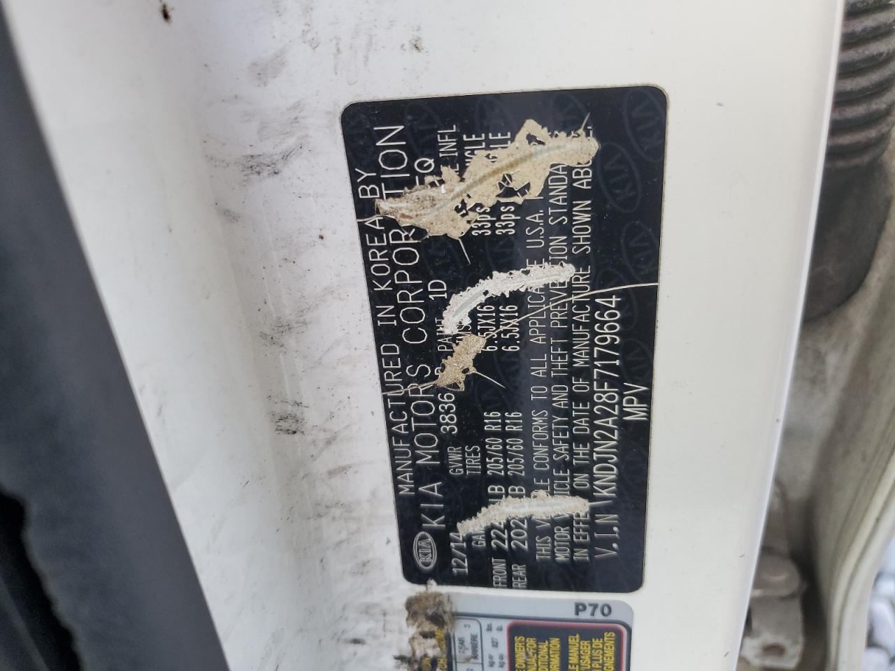 2015 KIA Soul VIN KNDJN2A28F7179664 Copart auction photo, mechanical damage thumbnail 13