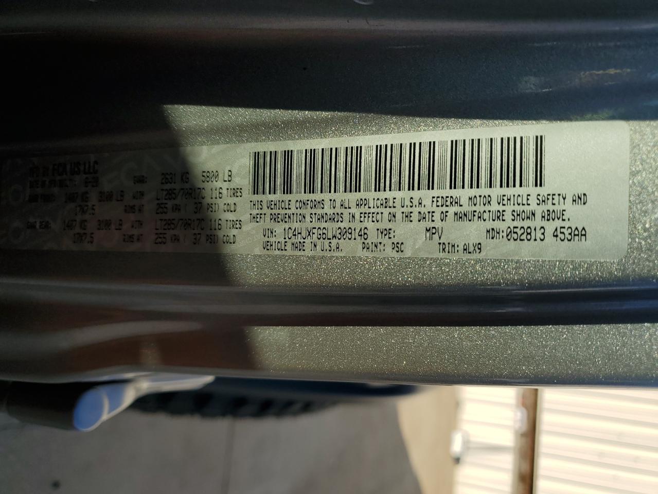 2020 Jeep Wrangler VIN 1C4HJXFG6LW309146 Copart auction photo, rear end damage thumbnail 14