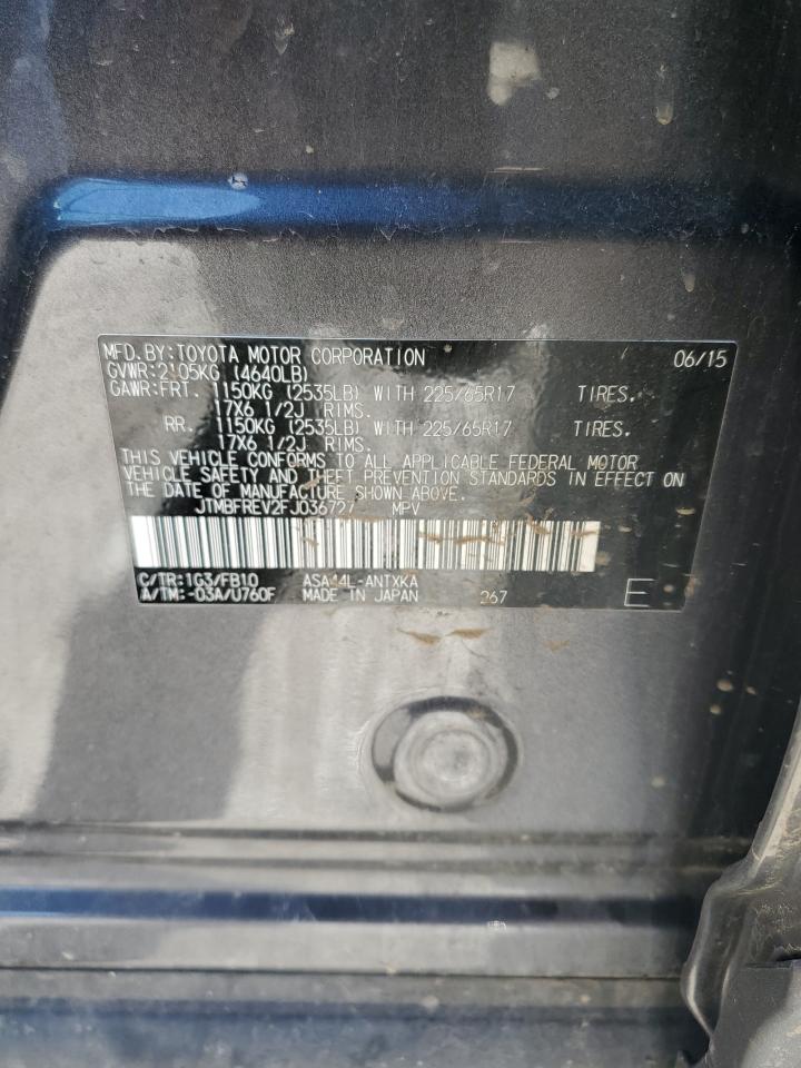2015 Toyota RAV 4 VIN JTMBFREV2FJ036727 Copart auction photo, front end damage thumbnail 13