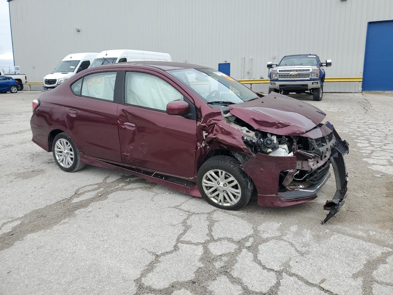 2021 Mitsubishi Mirage VIN ML32FUFJXMHF04695 Copart auction photo, front end / side damage thumbnail 4