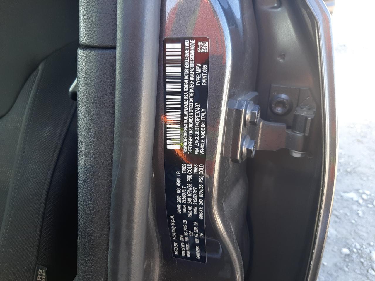 2016 Jeep Renegade VIN ZACCJBBT4GPE37467 Copart auction photo, undercarriage / rear end damage thumbnail 13