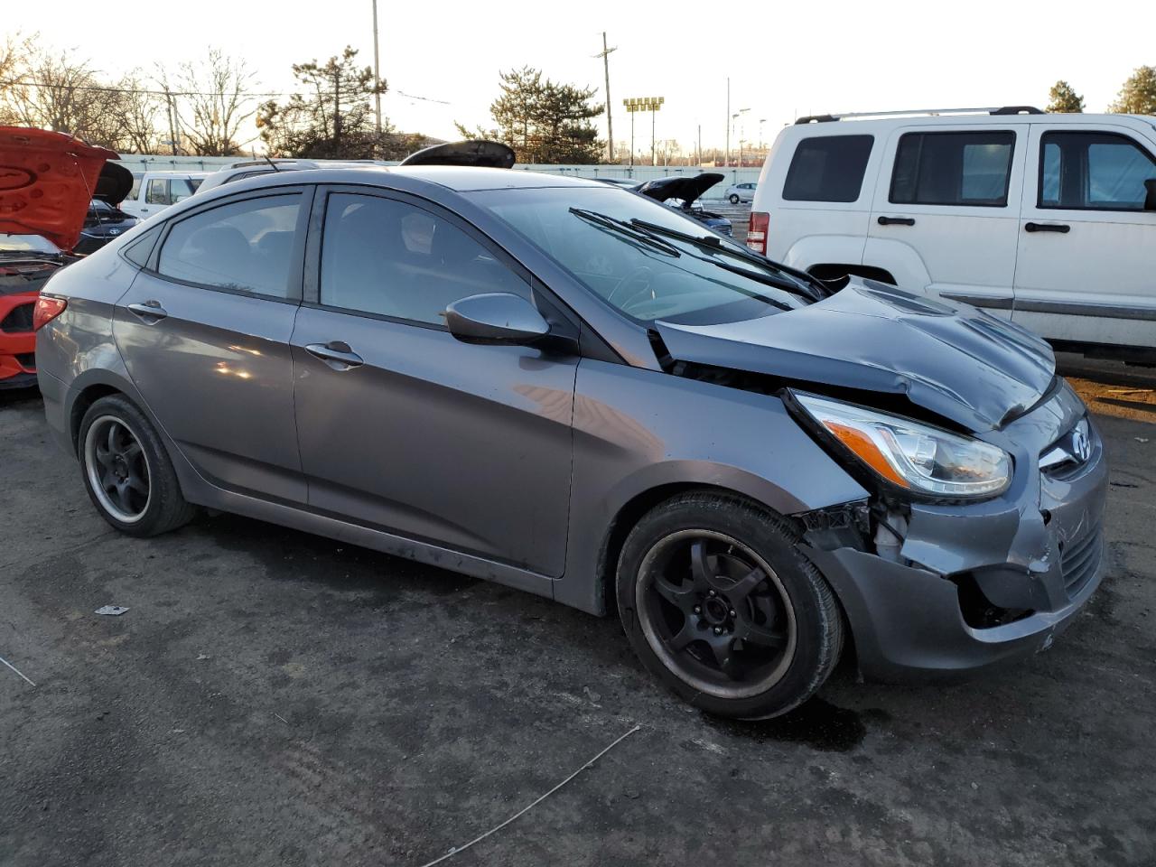 2014 Hyundai Accent VIN KMHCU4AE9EU752052 Copart auction photo, front end damage thumbnail 4
