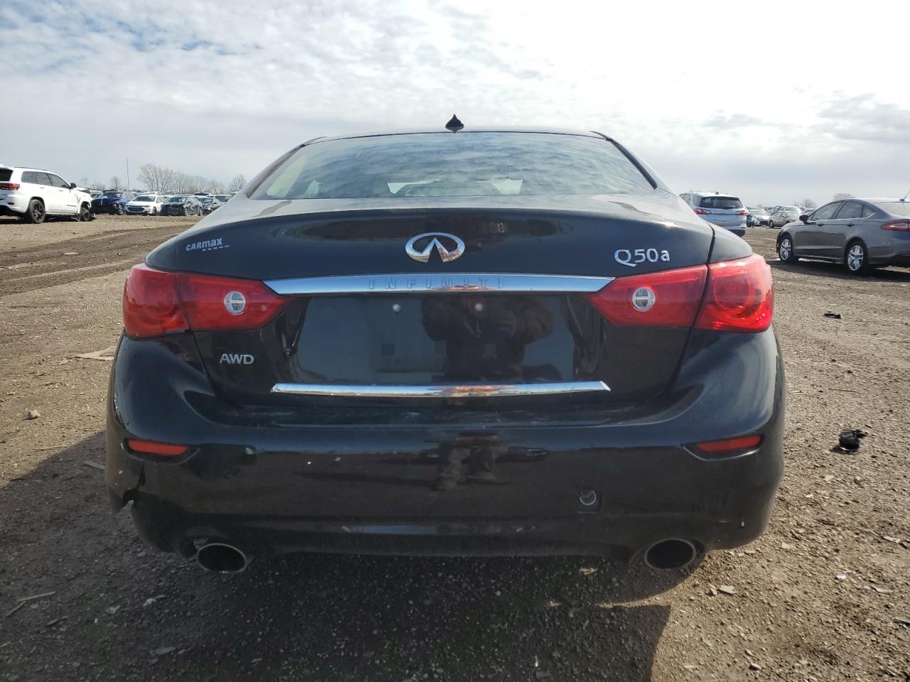 2015 Infiniti Q50 VIN JN1BV7ARXFM401771 Copart auction photo, front end / side damage thumbnail 6