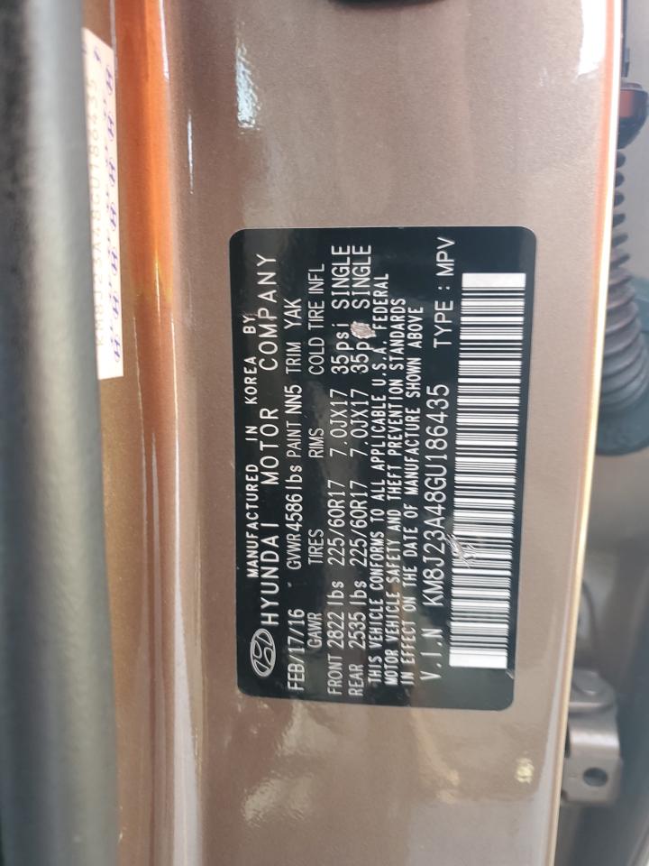 2016 Hyundai Tucson VIN KM8J23A48GU186435 Copart auction photo, vandalism / minor dent/scratches damage thumbnail 12