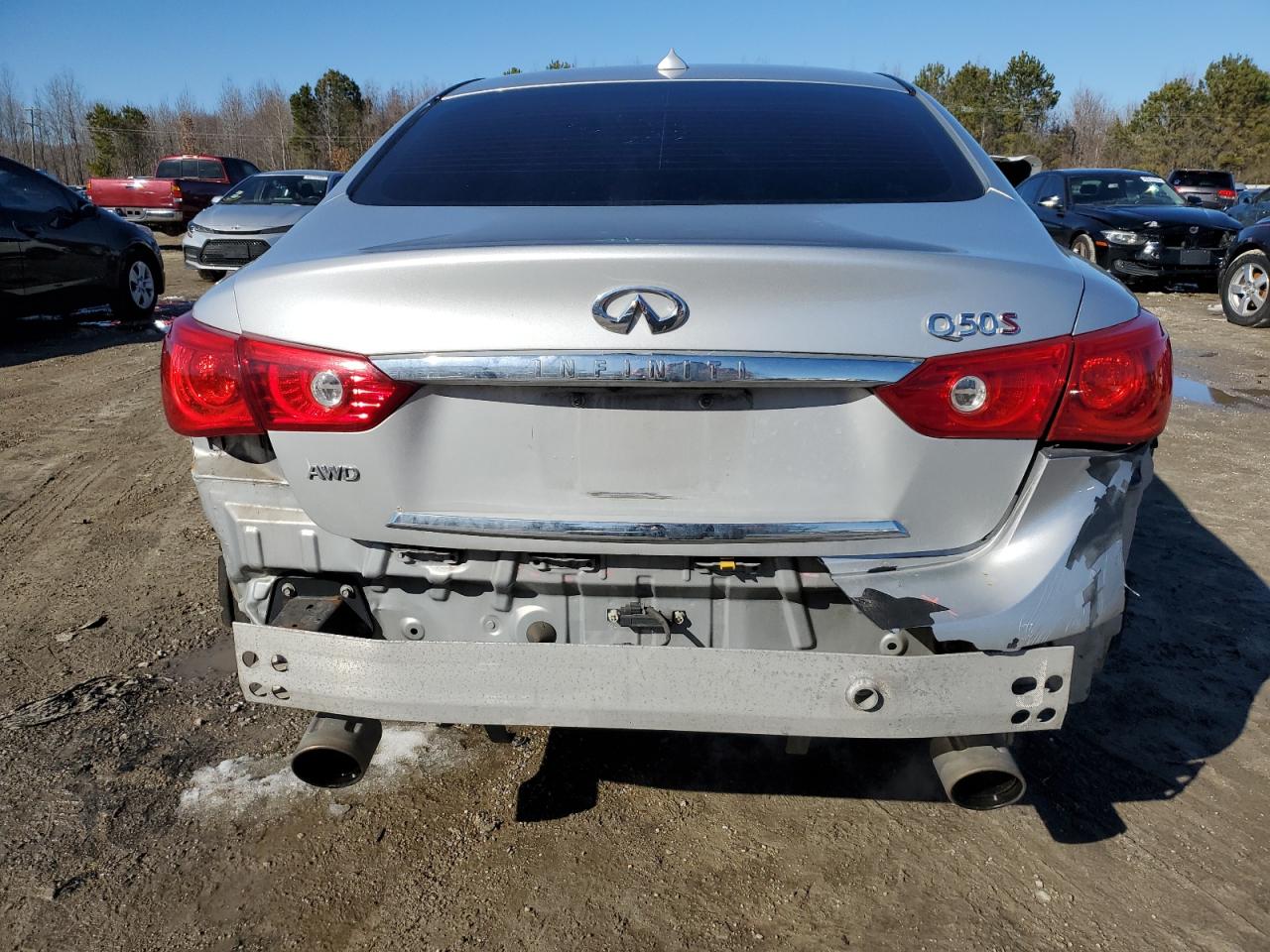 2014 Infiniti Q50 VIN JN1BV7AR9EM688521 Copart auction photo, rear end damage thumbnail 6