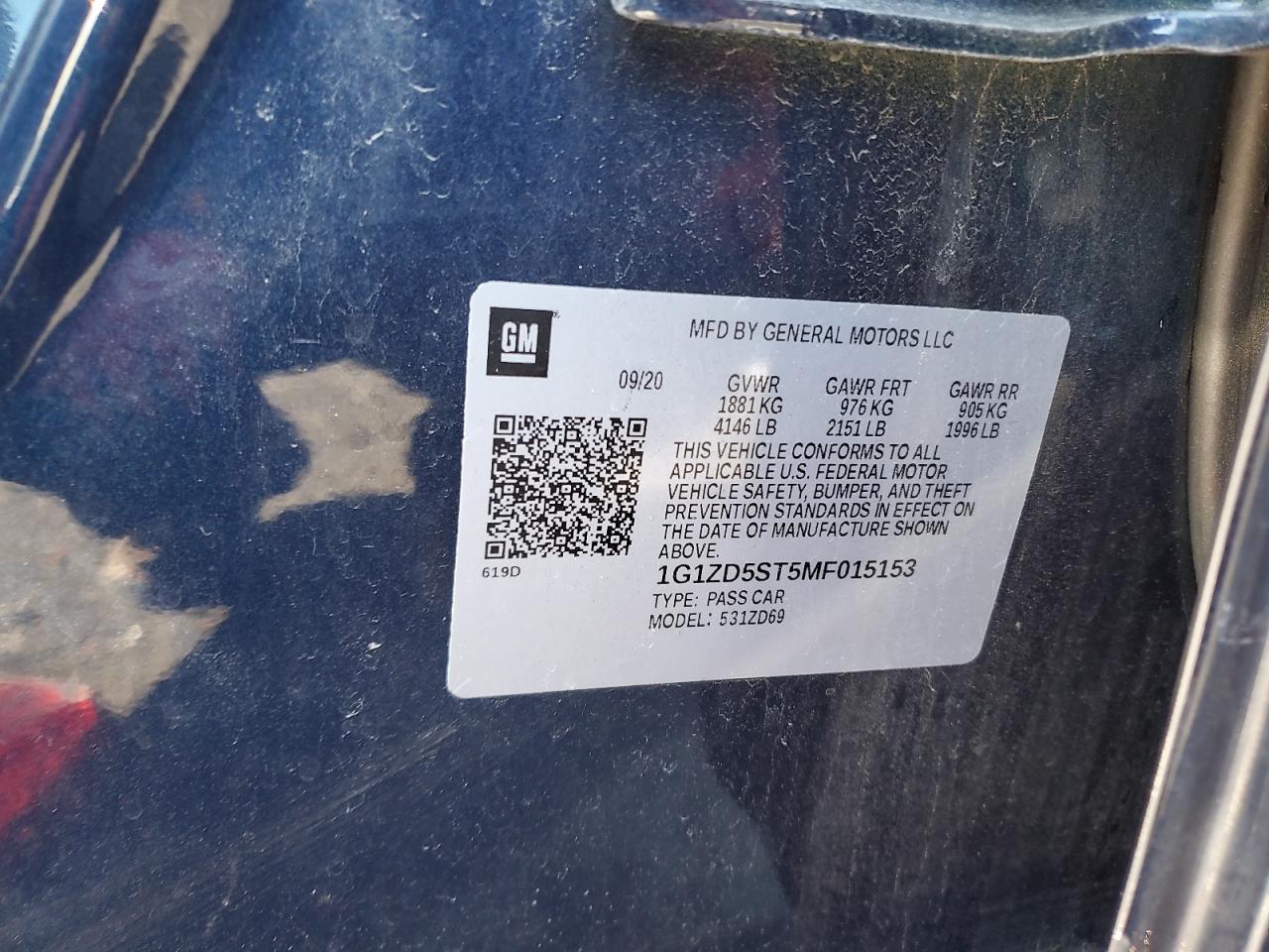 2021 Chevrolet Malibu VIN 1G1ZD5ST5MF015153 Copart auction photo, front end / minor dent/scratches damage thumbnail 12