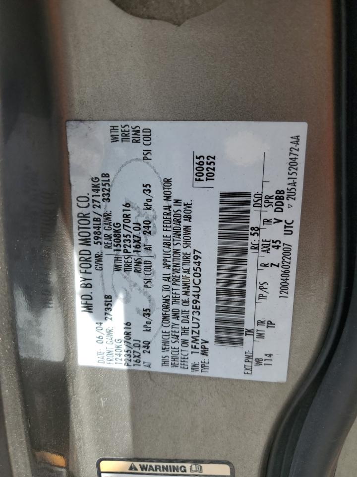 2004 Ford Explorer VIN 1FMZU73E94UC05497 Copart auction photo, front end damage thumbnail 13