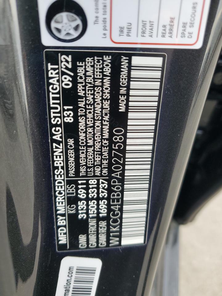 2023 Mercedes-Benz EQS VIN W1KCG4EB6PA027580 Copart auction photo, rear end damage thumbnail 12