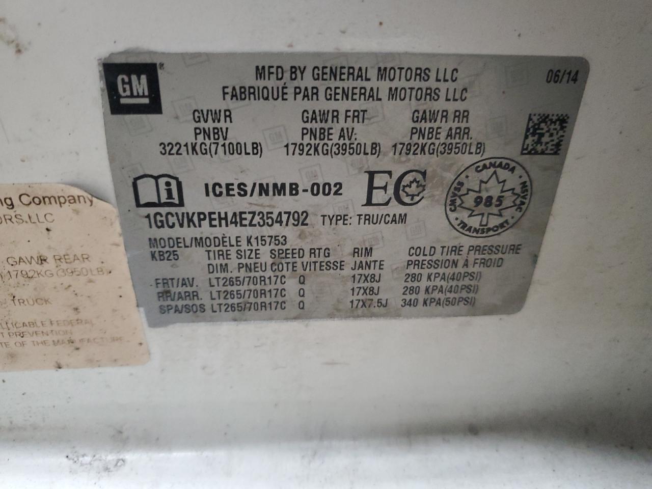 2014 Chevrolet Silverado VIN 1GCVKPEH4EZ354792 Copart auction photo, rear end / mechanical damage thumbnail 12