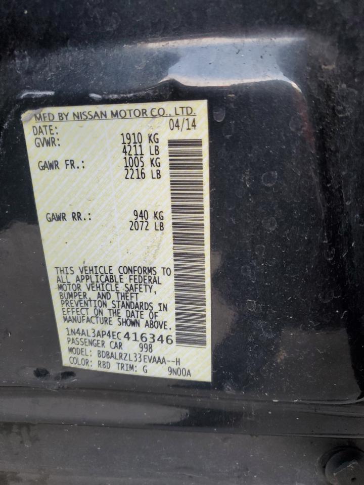 2014 Nissan Altima VIN 1N4AL3AP4EC416346 Copart auction photo, all over damage thumbnail 13