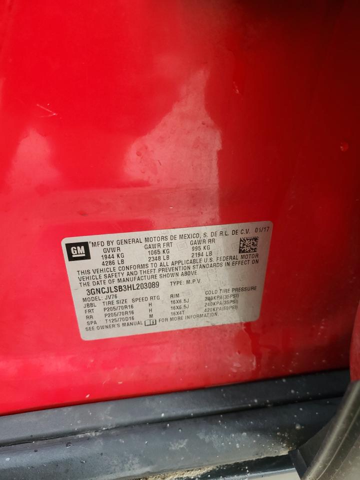 2017 Chevrolet Trax VIN 3GNCJLSB3HL203089 Copart auction photo, undercarriage damage thumbnail 15