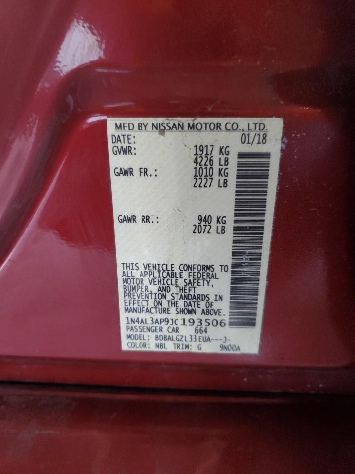 2018 Nissan Altima VIN 1N4AL3AP9JC193506 Copart auction photo, front end damage thumbnail 13