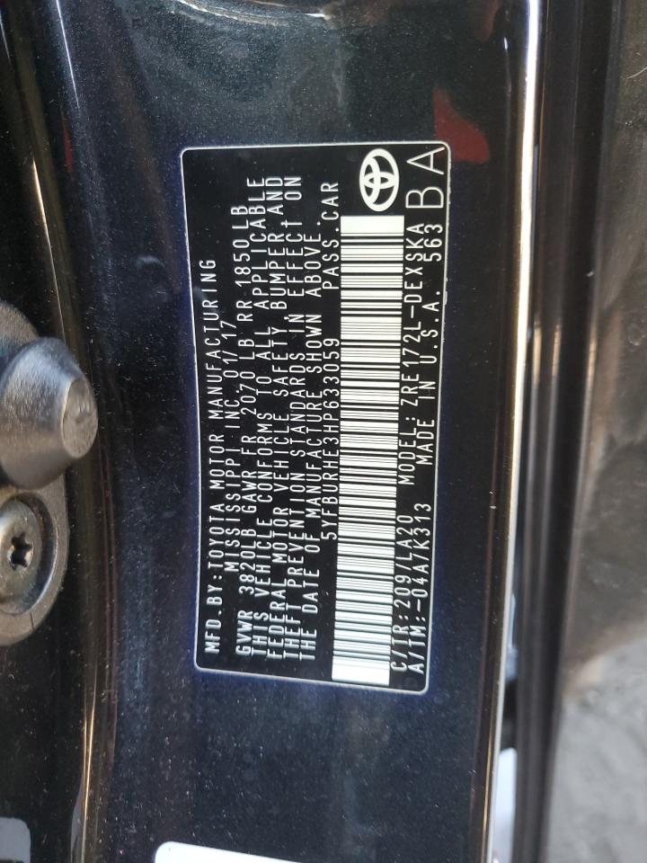 2017 Toyota Corolla VIN 5YFBURHE3HP633059 Copart auction photo, front end damage thumbnail 13