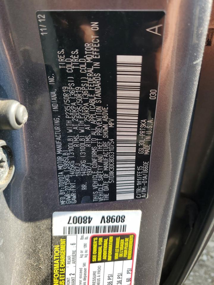 2013 Toyota Sienna VIN 5TDXK3DC8DS310754 Copart auction photo, all over damage thumbnail 13