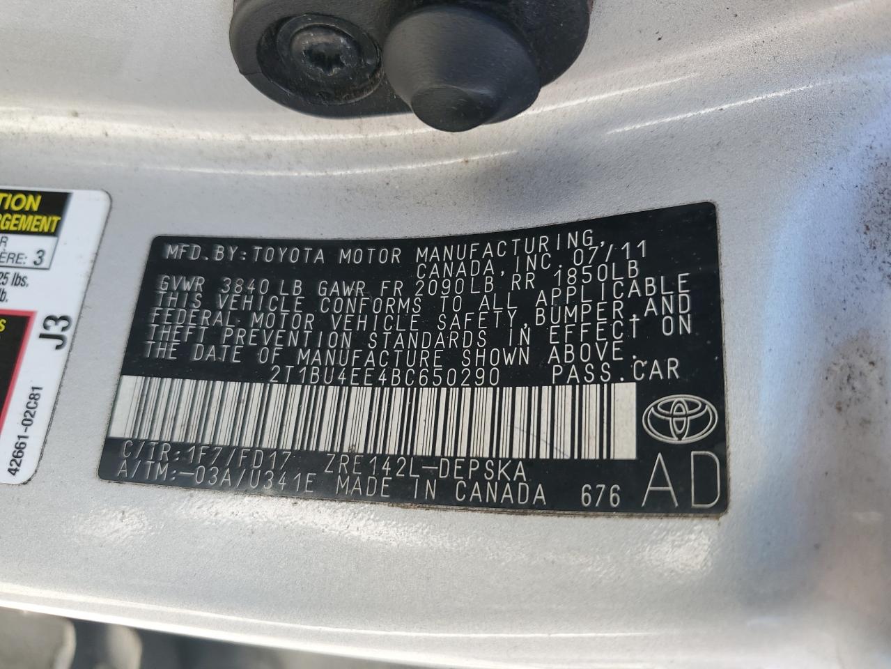 2011 Toyota Corolla VIN 2T1BU4EE4BC650290 Copart auction photo, all over damage thumbnail 13
