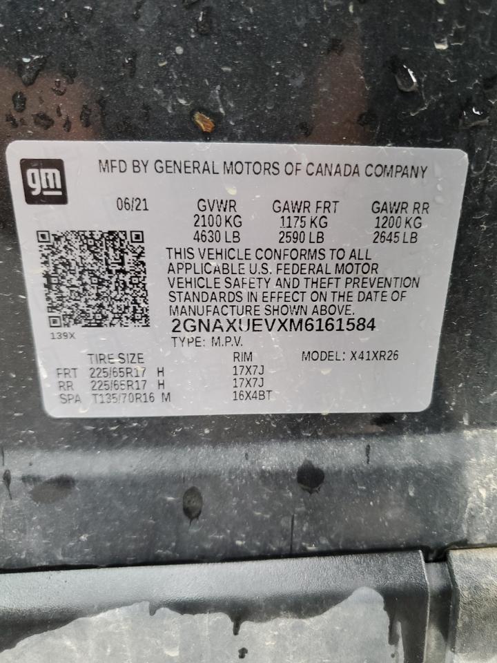 2021 Chevrolet Equinox VIN 2GNAXUEVXM6161584 Copart auction photo, front end damage thumbnail 16