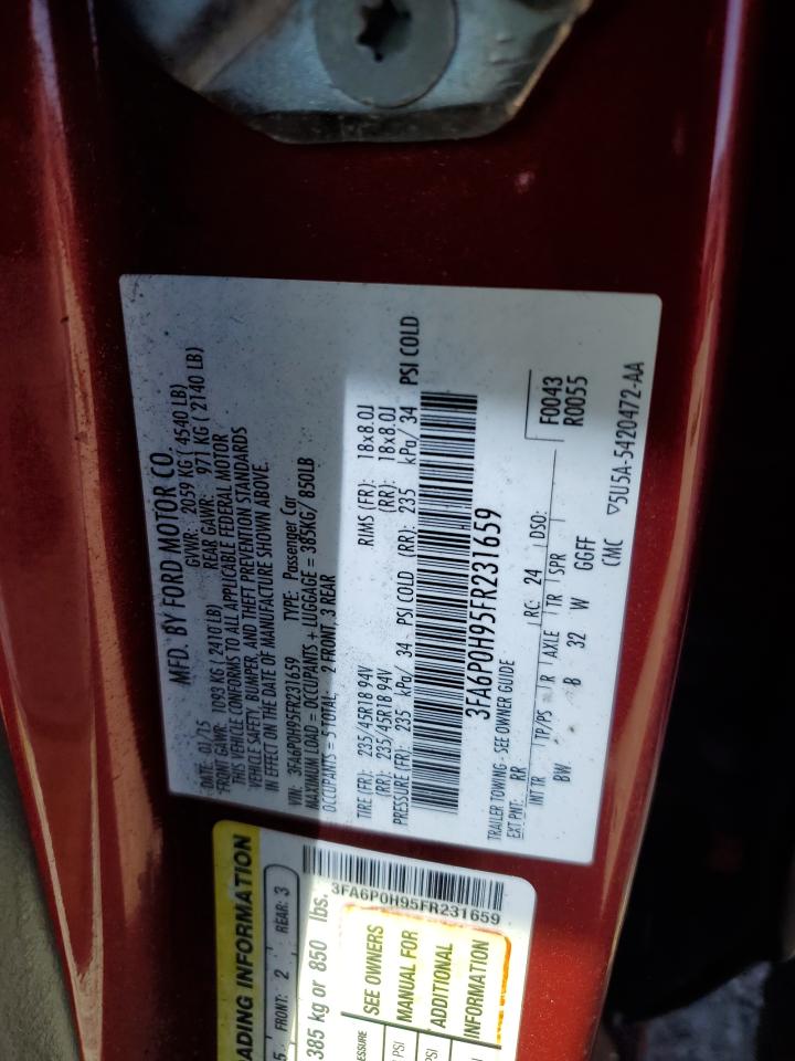 2015 Ford Fusion VIN 3FA6P0H95FR231659 Copart auction photo, front end damage thumbnail 14