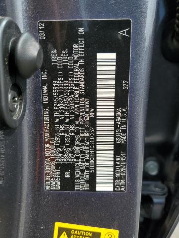 2012 Toyota Highlander VIN 5TDDK3EH1CS137252 Copart auction photo, front end / minor dent/scratches damage thumbnail 14
