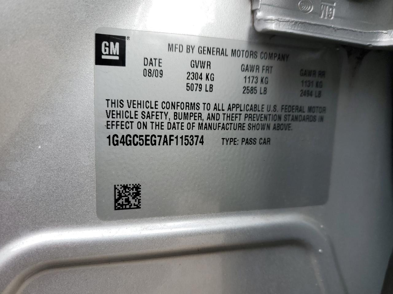 2010 Buick LaCrosse VIN 1G4GC5EG7AF115374 Copart auction photo, front end / side damage thumbnail 12