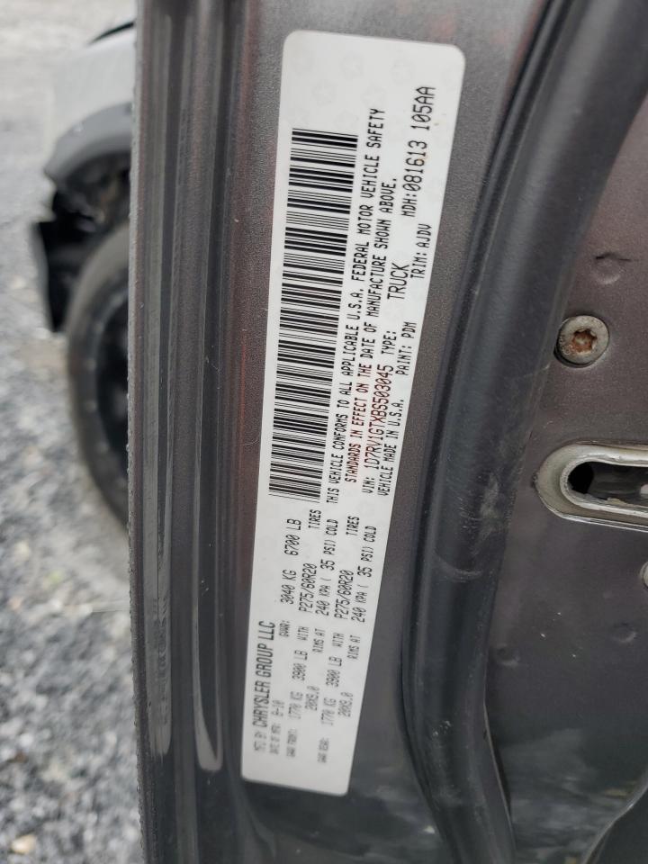 2011 Dodge RAM VIN 1D7RV1GTXBS503045 Copart auction photo, front end / side damage thumbnail 14