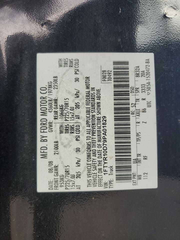 2009 Ford Ranger VIN 1FTYR10D79PA01829 Copart auction photo, side damage thumbnail 12
