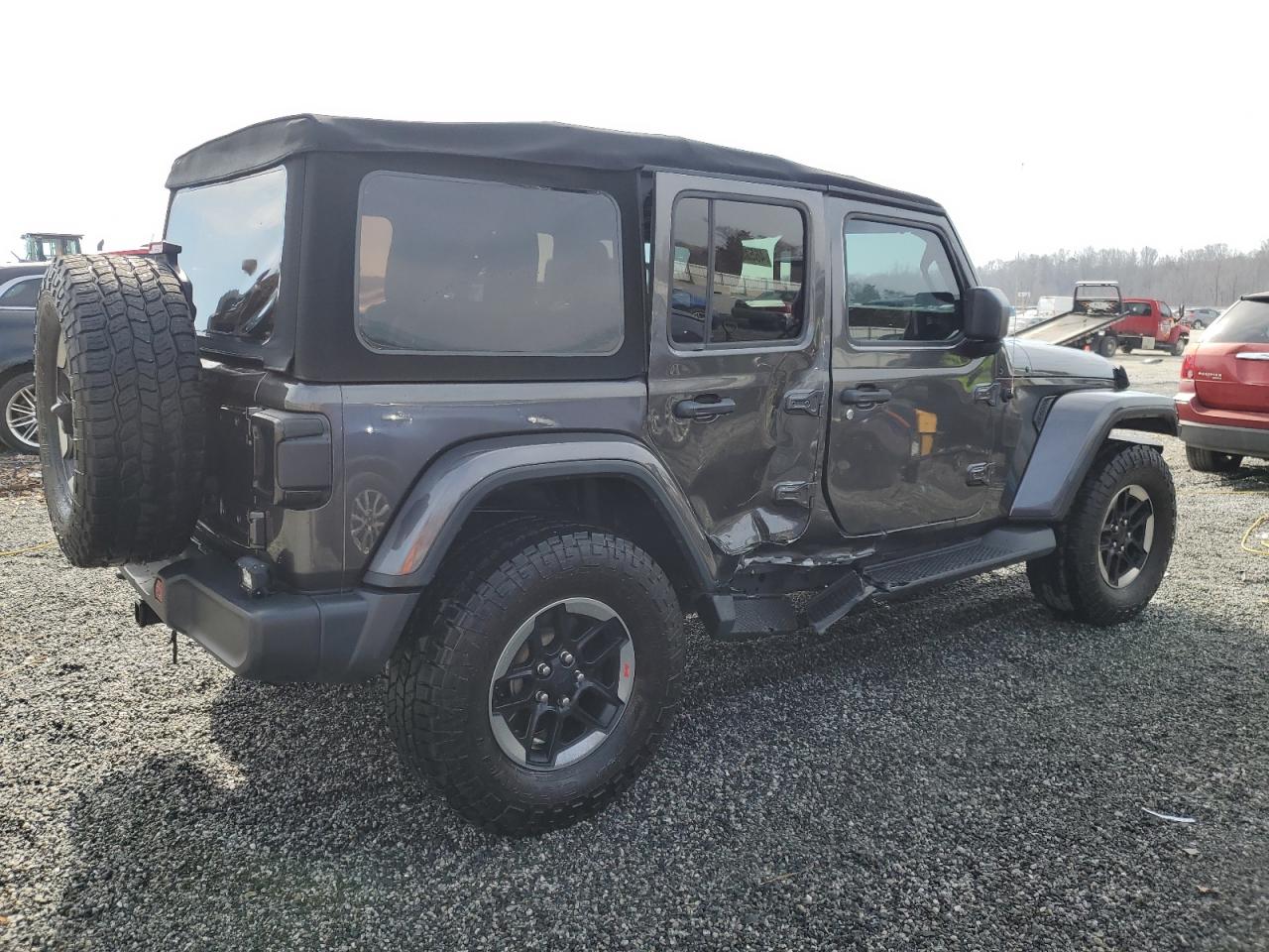 2018 Jeep Wrangler VIN 1C4HJXEG4JW134698 Copart auction photo, side damage thumbnail 3