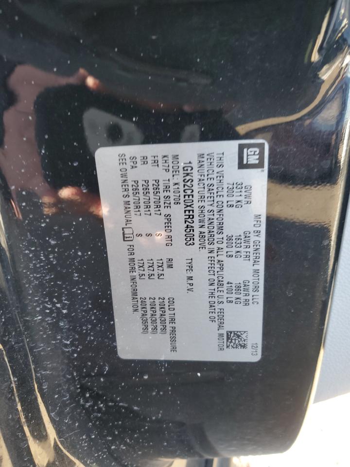 2014 GMC Yukon VIN 1GKS2CE0XER245053 Copart auction photo, front end damage thumbnail 13