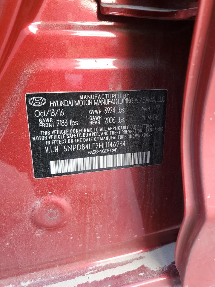 2017 Hyundai Elantra VIN 5NPD84LF2HH146934 Copart auction photo, front end damage thumbnail 13