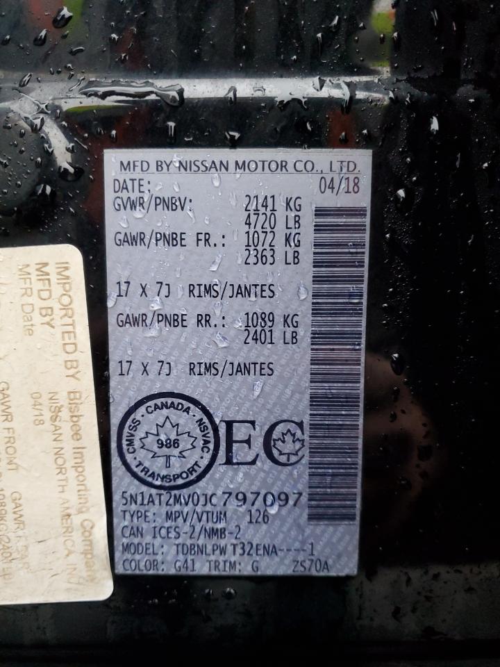 2018 Nissan Rogue VIN 5N1AT2MV0JC797097 Copart auction photo, hail damage thumbnail 14