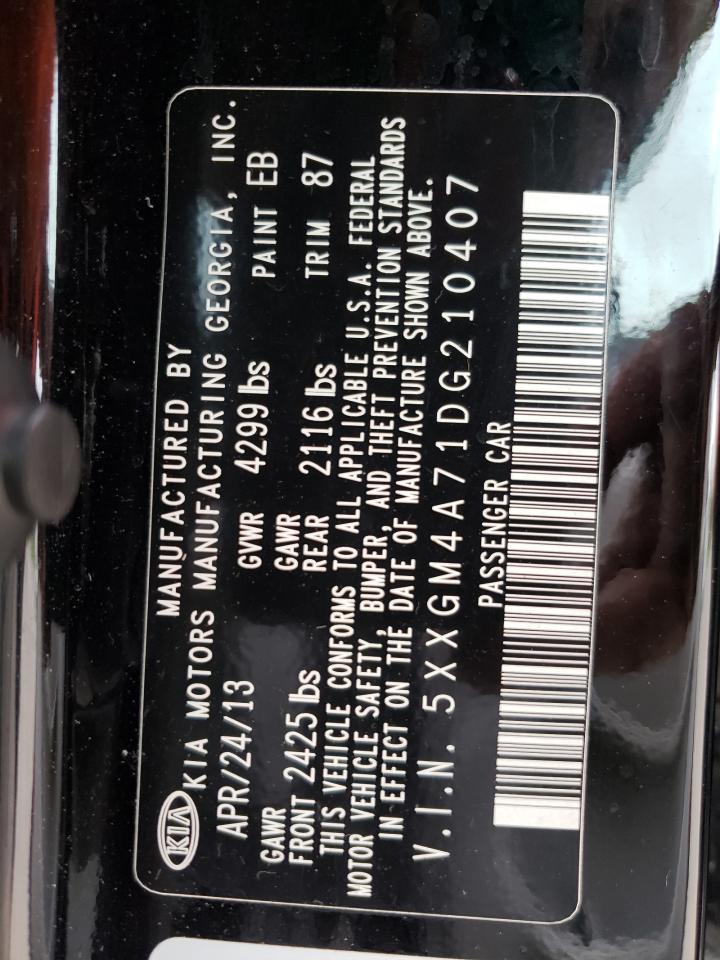 2013 KIA Optima VIN 5XXGM4A71DG210407 Copart auction photo, side / minor dent/scratches damage thumbnail 12