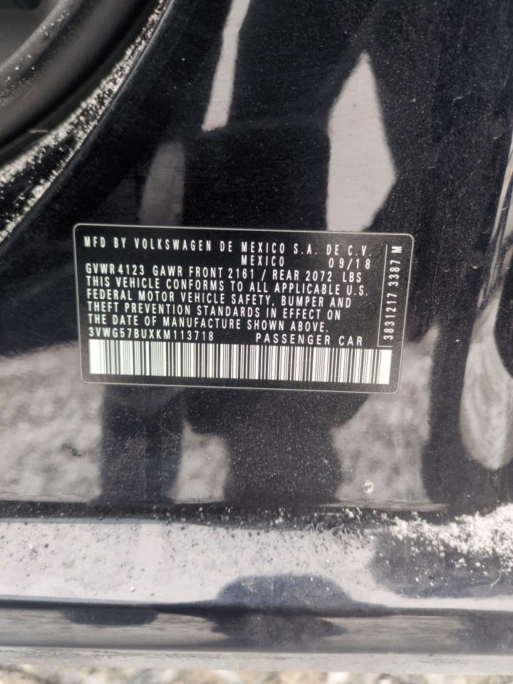 2019 Volkswagen Jetta VIN 3VWG57BUXKM113718 Copart auction photo, rear end damage thumbnail 12