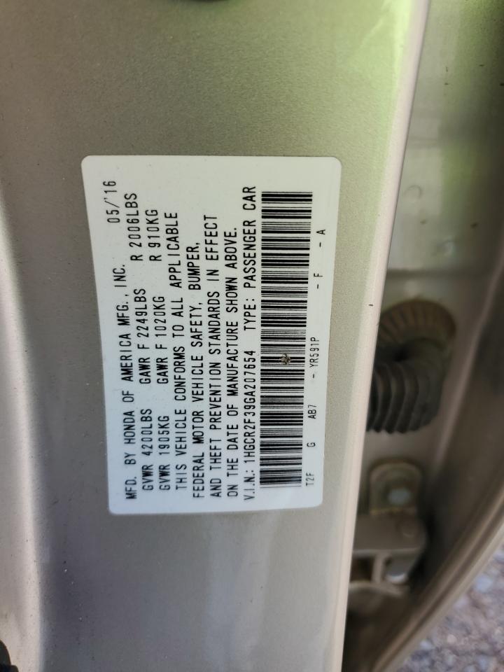 2016 Honda Accord VIN 1HGCR2F39GA207654 Copart auction photo, all over damage thumbnail 12