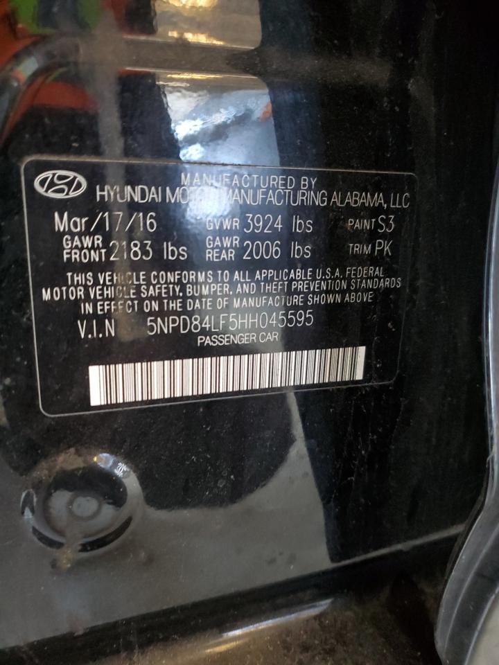 2017 Hyundai Elantra VIN 5NPD84LF5HH045595 Copart auction photo, front end damage thumbnail 12
