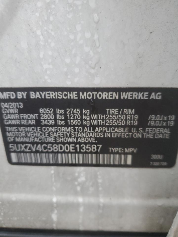 2013 BMW X5 VIN 5UXZV4C58D0E13587 Copart auction photo, burn damage thumbnail 13